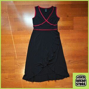 INC International Concepts Black Ruffle Dress w/ Red Satin | S | Whimsygoth, Y2K